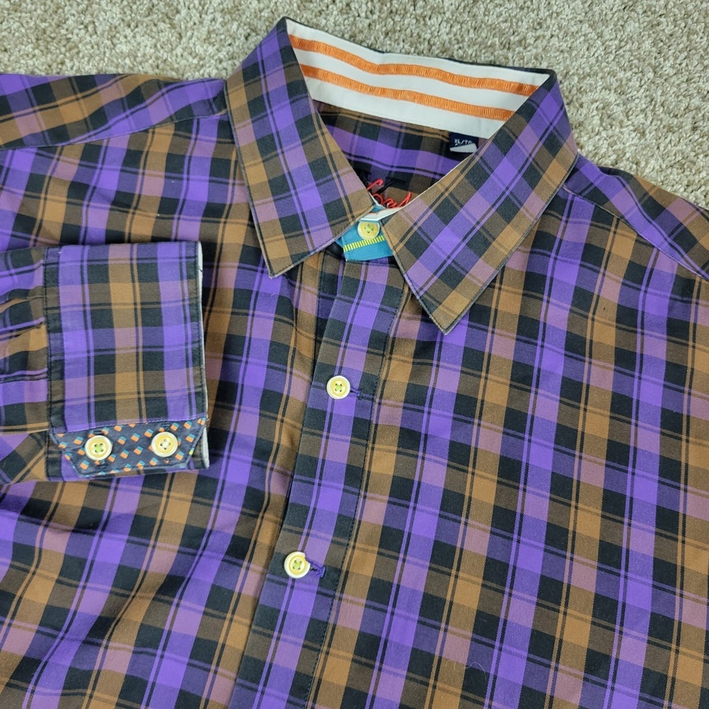 Robert Graham Mens XL Multicolor Plaid Check‎ Button Up Long Sleeve